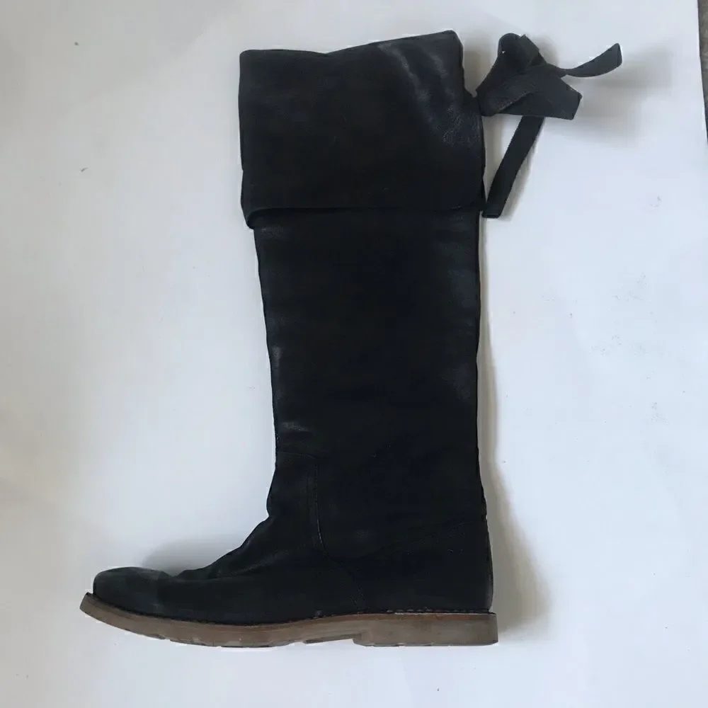 Frye Celia over the knee black leather boots NWOT